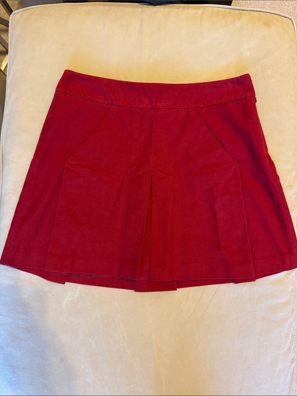 elevenses Red A-Line Skirt with Front Pleat